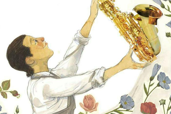 Art from <em data-stringify-type="italic">The Story of the Saxophone, </em>text by Lesa Cline-Ransome, illustration by James E. Ransome