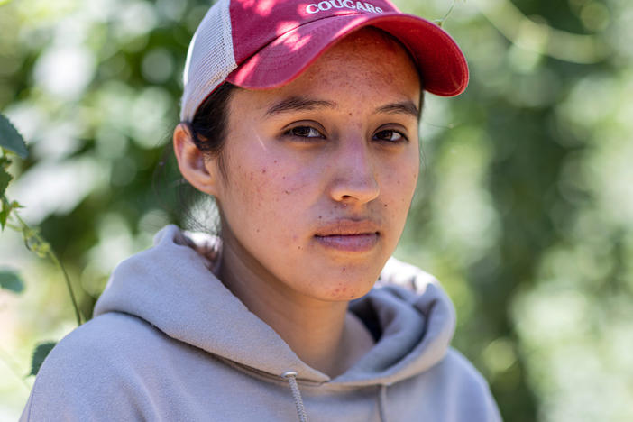 Paola Mendoza, the daughter of farmworkers, says her parents didn't want her to join them in the fields. She's now in college, studying to be a teacher.