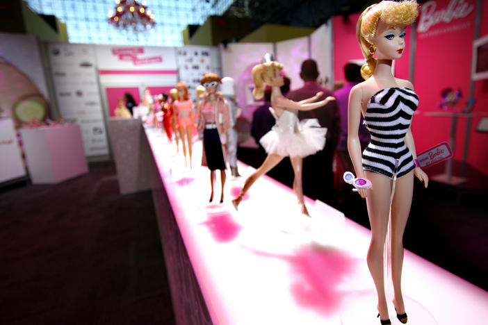 The 50th anniversary of Barbie, in 2009, was commemorated in New York by a lineup of Barbie dolls from different eras, starting with the original in a black-and-white swimsuit.