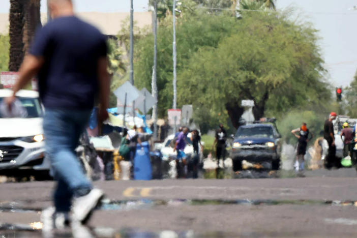 Heat waves shimmer, causing visual distortion, amid ongoing heat in Phoenix, Arizona this July.