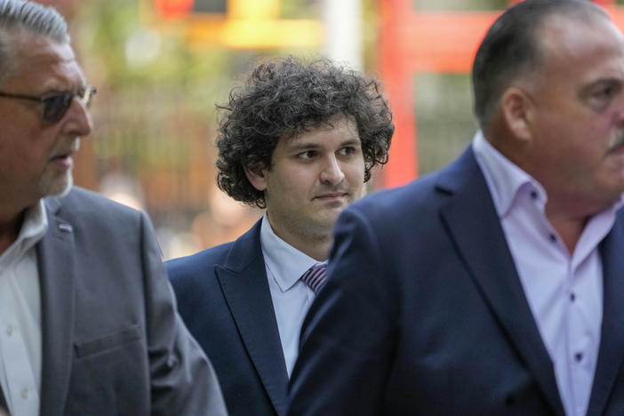FTX founder Sam Bankman-Fried arrives at Manhattan federal court, Wednesday, July 26, 2023, in New York. Bankman-Fried is back in court in a criminal case accusing him of looting customer funds from his cryptocurrency exchange.