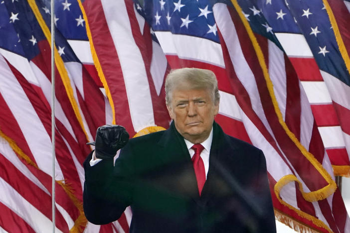 Then-President Donald Trump arrives to speak at a rally near the White House on Jan. 6, 2021.