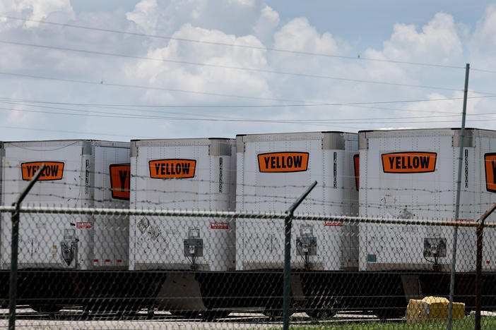Yellow box trailers are seen last month at a terminal in Medley, Fla. Despite no official announcement from the trucking company, industry experts say Yellow faces an imminent shutdown.