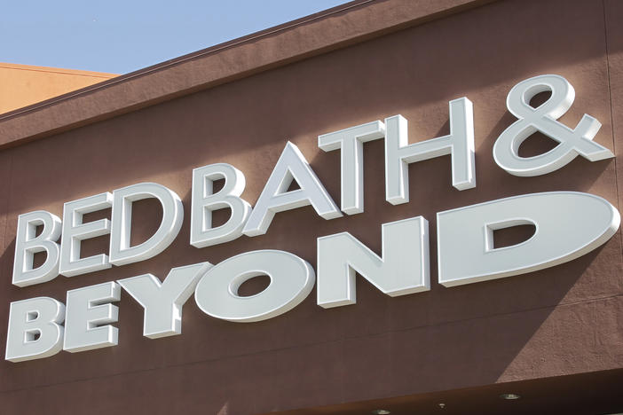 A Bed Bath & Beyond sign is displayed in 2012, in Mountain View, Calif. Overstock.com is dumping its name online and becoming Bed Bath & Beyond.