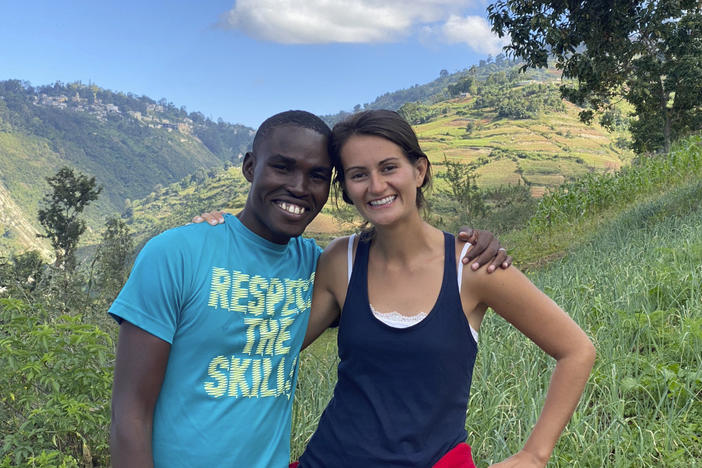 In this undated photo provided by El Roi Haiti, Alix Dorsainvil, right, poses with her husband, Sandro Dorsainvil. Alix Dorsainvil, a nurse for El Roi Haiti, and her daughter were kidnapped on Thursday, July 27, the organization said.
