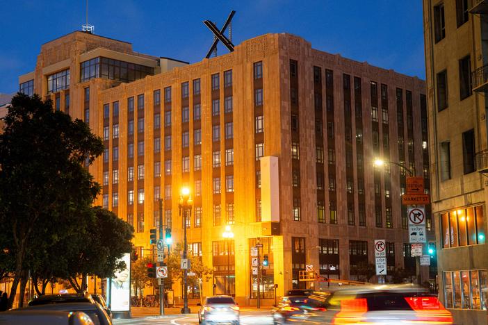 A newly constructed X sign is seen on the roof of the headquarters of the social media platform previously known as Twitter, in San Francisco, on July 29, 2023. Elon Musk killed off the Twitter logo on July 24, 2023, replacing the world-recognized blue bird with a white X. San Francisco city authorities forced the company to take down the sign right away for permitting reasons.