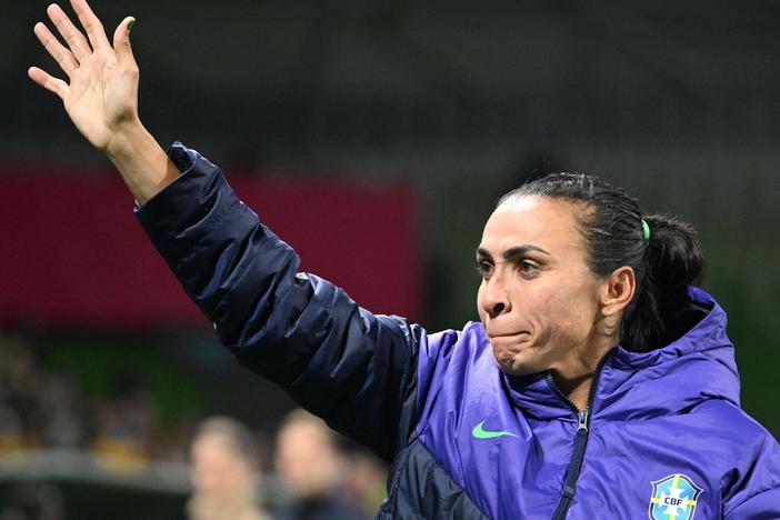 Brazil forward Marta waves after the World Cup match against Jamaica in Melbourne on Wednesday.
