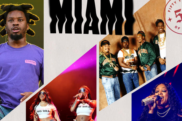 Denzel Curry, City Girls, 2 Live Crew and Trina. Collage by Jackie Lay / NPR.