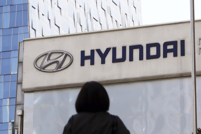 Over 52,000 Hyundai vehicles and 39,000 Kia cars in the U.S. are expected to be affected in the recalls. The logo of the Hyundai Motor Co. is displayed at the automaker's showroom in Seoul, South Korea, on April 26, 2017.