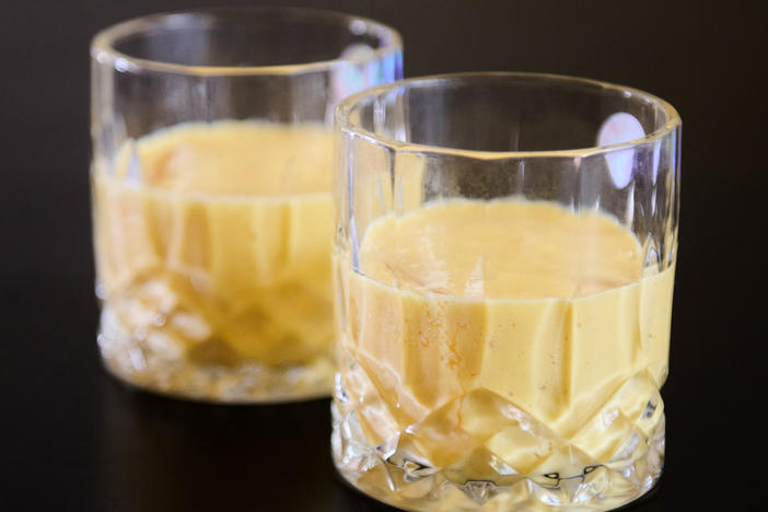 Yogurt-based drinks such as the lassi from India are go-to beverages for cooling down in the hot summer. The glasses at left add mango to the recipe.