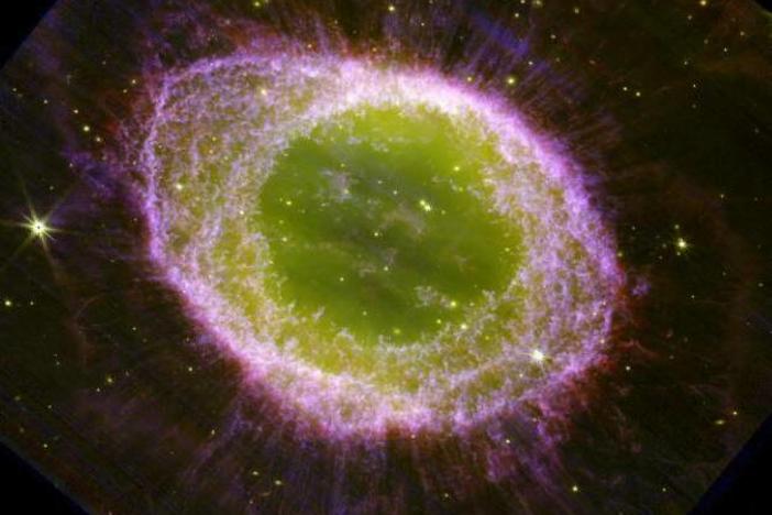The famous Ring Nebula is seen in brilliant new clarity, thanks to a new James Webb Space Telescope image released by researchers in the JWST Ring Nebula Imaging Project.