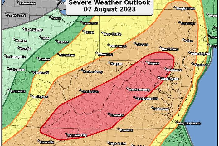 A major storm system is moving toward the East Coast, with severe weather in the forecast beginning Monday afternoon.