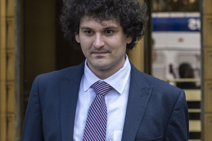 Former FTX chief Sam Bankman-Fried leaves the Federal Courthouse following a bail hearing in New York City on July 26, 2023.