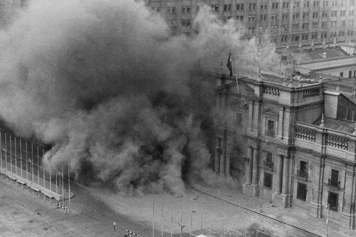 Military jets bombed La Moneda presidential palace during the coup on Sept. 11, 1973, in Santiago, Chile. President Salvador Allende killed himself and Gen. Augusto Pinochet began a 17-year dictatorship.