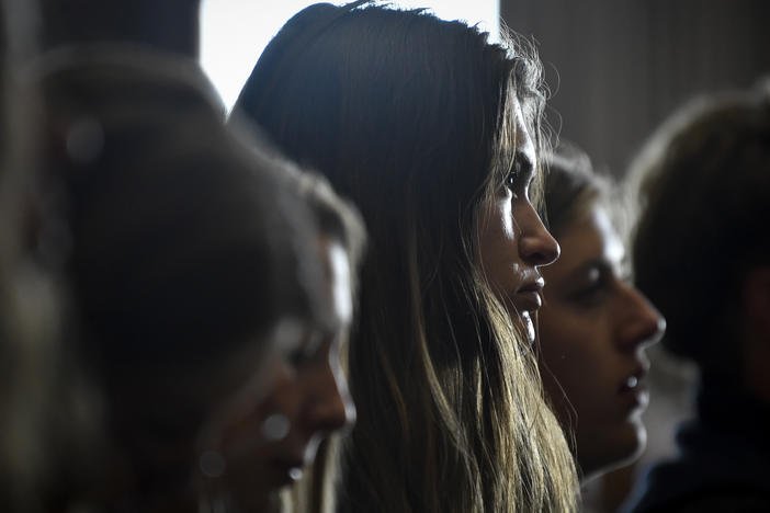 Lead plaintiff Rikki Held listens to testimony during a hearing in the climate change lawsuit, Held vs. Montana, at the Lewis and Clark County Courthouse on, June 20, 2023, in Helena, Mont.