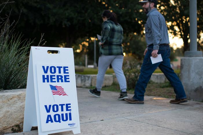 Voters walk into a polling place in Uvalde, Texas, on Nov. 8, 2022.