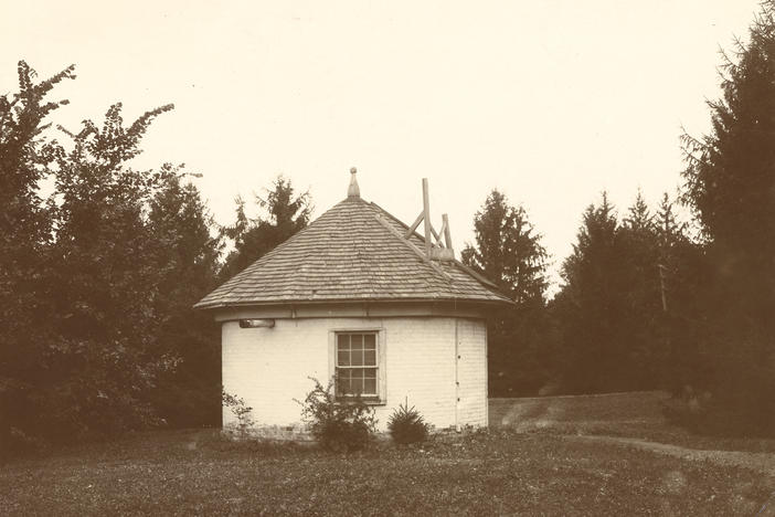 The exterior of MSU's first campus observatory, circa 1900.