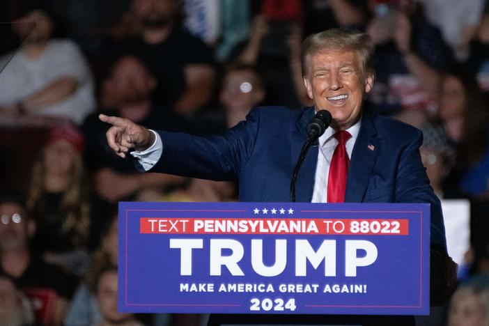 Former President Donald Trump speaks during a campaign rally in Erie, Pa., on July 29.