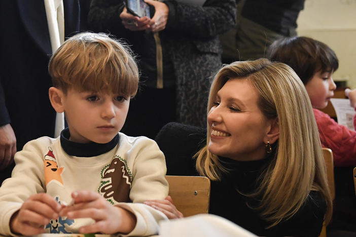 Ukraine's First Lady Olena Zelenska heads the country's mental health campaign, called How Are You? She says the country is still overcoming the legacy of the Soviet era, when the government sometimes said dissidents had 'psychiatric problems' and locked them in mental institutions. She's shown here meeting with students in Paris last December.