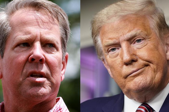 Georgia Gov. Brian Kemp (left) has swatted aside Donald Trump's claims that the 2020 election results in Georgia were stolen from him.