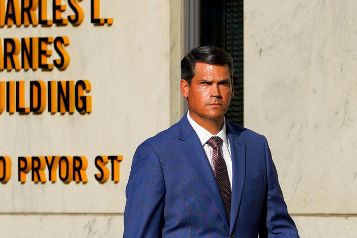 Geoff Duncan, former Georgia Lieutenant Governor, walks outside the Fulton County Courthouse in Atlanta on Monday, Aug. 14, 2023.