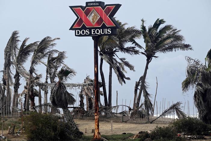 The wind blows in Los Cerritos community in La Paz, Baja California State, Mexico, during the passage of Hurricane Hilary on Saturday.