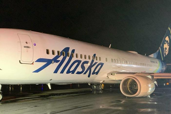 Alaska Airlines Flight 1288 experienced issues with the aircraft's landing gear while taxiing to its gate at John Wayne Airport in Orange County, Calif., on Sunday night.