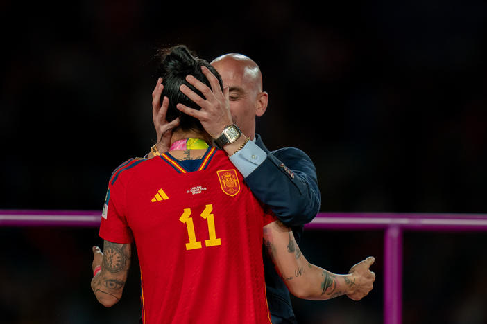 Royal Spanish Football Federation President Luis Rubiales is being criticized for kissing Spanish player Jennifer Hermoso on the mouth during the medal ceremony following Spain's victory in the final of the Women's World Cup on Sunday in Sydney.