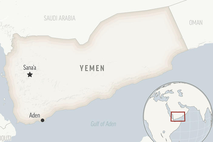 This is a locator map for Yemen with its capital, Sanaa.