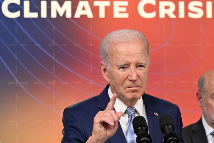 President Biden, seen here at a briefing on extreme heat conditions on July 27, wants communities to do more to formally plan for extremely hot summers.