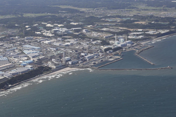 This aerial picture shows tanks used for storing treated water at the crippled Fukushima nuclear power plant. Japan began releasing wastewater from the plant into the Pacific Ocean on Thursday despite angry opposition from China and local fishermen.