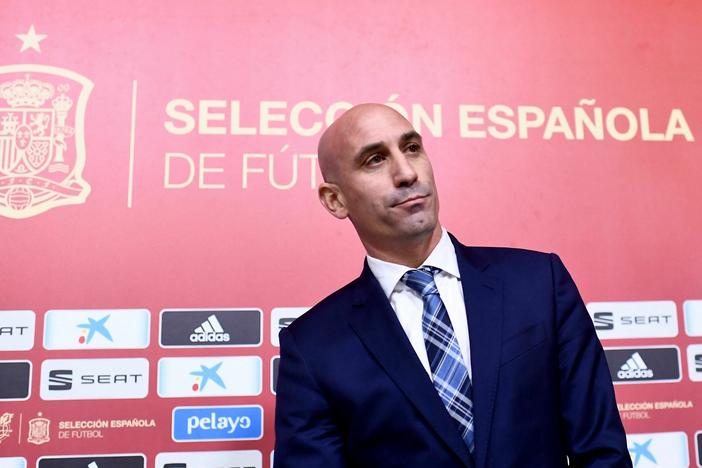 Spanish Royal Football Federation president Luis Rubiales gives a press conference on Nov. 19, 2019 at Las Rozas football sports city near Madrid.