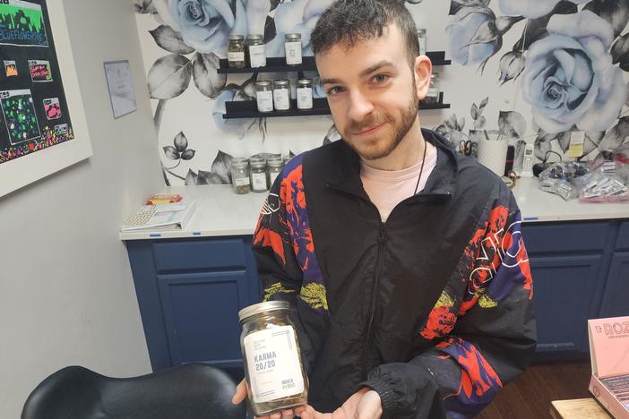 Blue Flowers salesman Nick Davenport said his customers are "100 percent" stunned to see the intoxicating hemp products he sells.