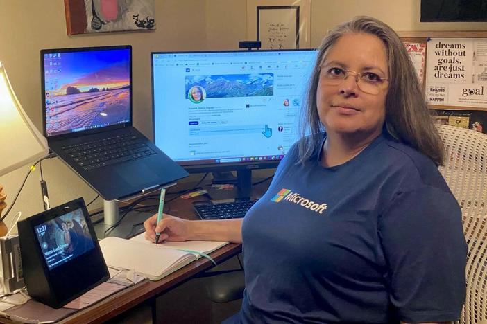 Roxana Garcia Espejo of Sugar Land, Texas, says her mostly remote job with Microsoft completely changed her work-life balance. In April, she lost that job as part of mass layoffs but still connects with other enthusiasts in the Microsoft Speakers Hub, an online forum.