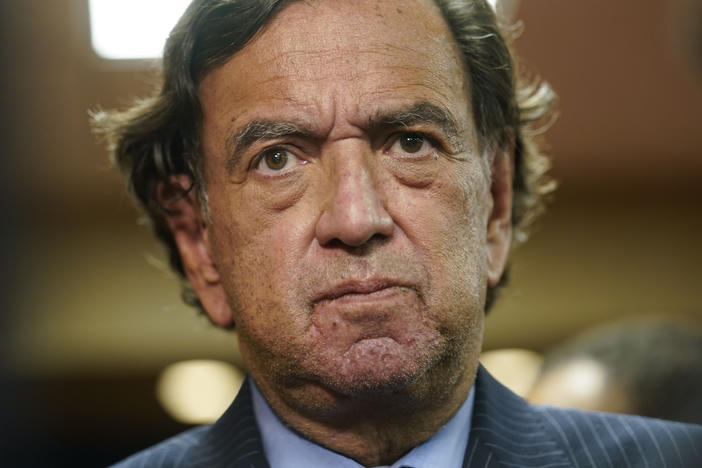 Former U.S. diplomat Bill Richardson speaks to reporters after a news conference in New York in 2021.