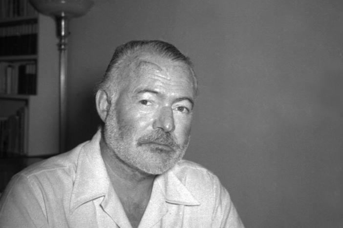 Ernest Hemingway, novelist, is seen at his country home in San Francisco de Paula near Havana, Cuba on Aug. 21, 1950.