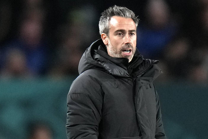 Jorge Vilda stands during the Women's World Cup semifinal soccer match between Sweden and Spain in Auckland, New Zealand, on Aug. 15. Spain's soccer federation announced Vilda's dismissal as coach of the women's national team on Tuesday.