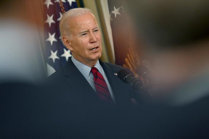 President Biden speaks at the White House on Sept. 6. He's scheduled to leave this week on a trip to India and Vietnam.