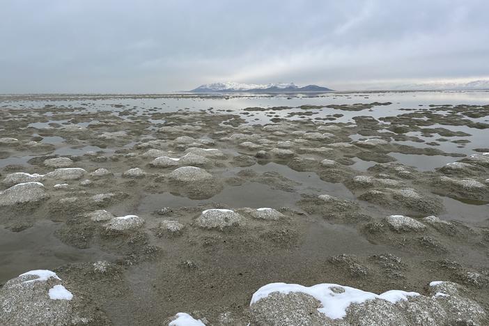 The Great Salt Lake this winter, before spring runoff increased its elevation