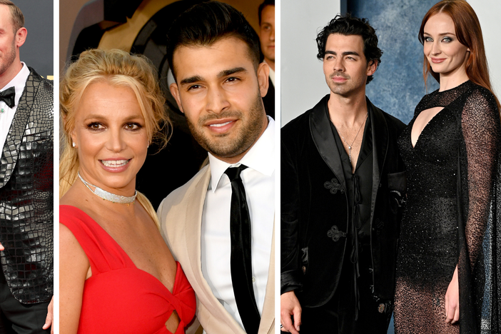 Some of the celebrity couples who have announced their splits in recent months include (L-R): Billy Porter and Adam Smith, Britney Spears and Sam Asghari and Joe Jonas and Sophie Turner.