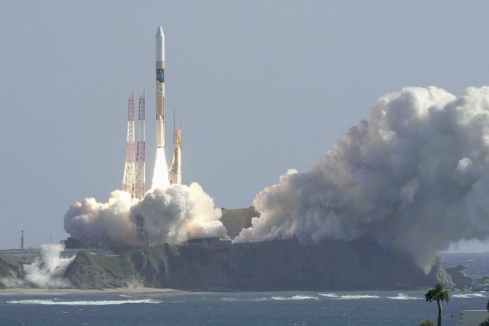 An HII-A rocket blasts off from the launch pad at Tanegashima Space Center in Kagoshima, southern Japan Thursday, Sept. 7, 2023.