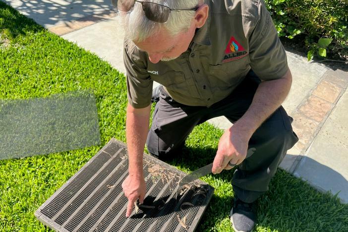 Rich Snyder, who retired as the fire marshal of Sierra Madre, Calif., now works for Allied Disaster Defense, a California company that hardens homes against wildfire. One strategy is covering air vents with ember-blocking mesh.