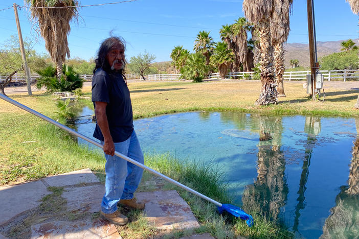 The waters of the Ha' Kamwe' hot springs are healing and sacred, says Ivan Bender, the caretaker of the Cholla Canyon Ranch, which belongs to the Hualapai Tribe. Less than a hundred yards away, an Australian mining company called Arizona Lithium has been exploring for lithium.