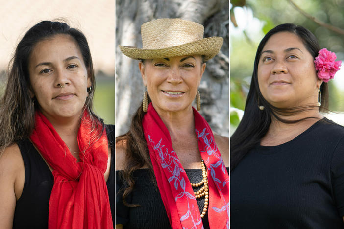 Kaliko Kaauamo (left), Kilihune Ka'aihue and Aleah Gomes Makuakāne all work at the Maui Arts & Cultural Center in Hawaii.