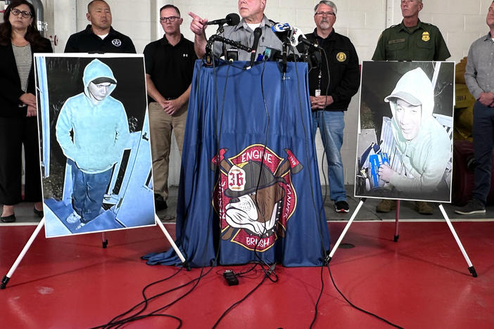 Lt. Col. George Bivens of the Pennsylvania State Police briefs the media on developments in the manhunt for convicted murderer Danelo Cavalcante at Po-Mar-Lin Fire Company on Sunday.