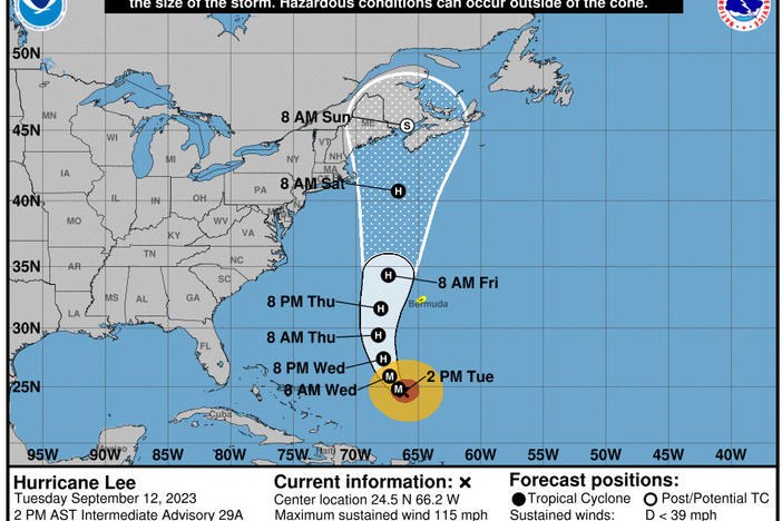 Hurricane Lee is currently moving at a very slow forward pace, <strong></strong>but the storm is expected to turn northward and gradually accelerate later this week.