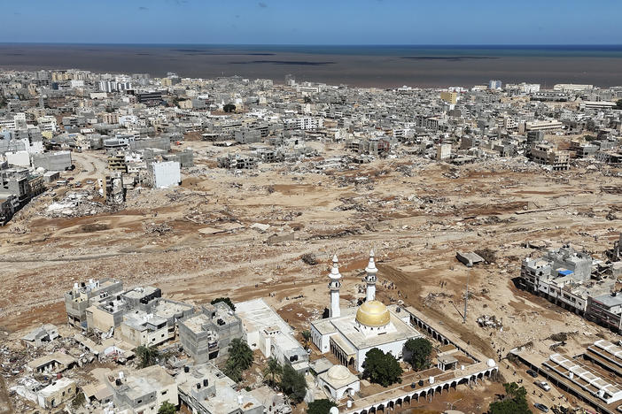 The city of Derna, Libya on Wednesday, Sept. 13, 2023. Floods from extreme rain killed thousands of people and washed entire neighborhoods into the sea.