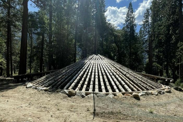 The roundhouse under construction at <a href="https://www.southernsierramiwuknation.org/wahhoga">Wahhoga Village</a> in Yosemite National Park.