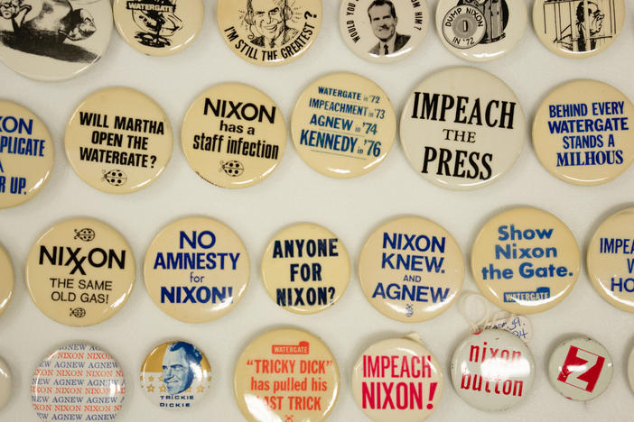 The National Museum of American History has some impeachment buttons from the Nixon years in their collection.