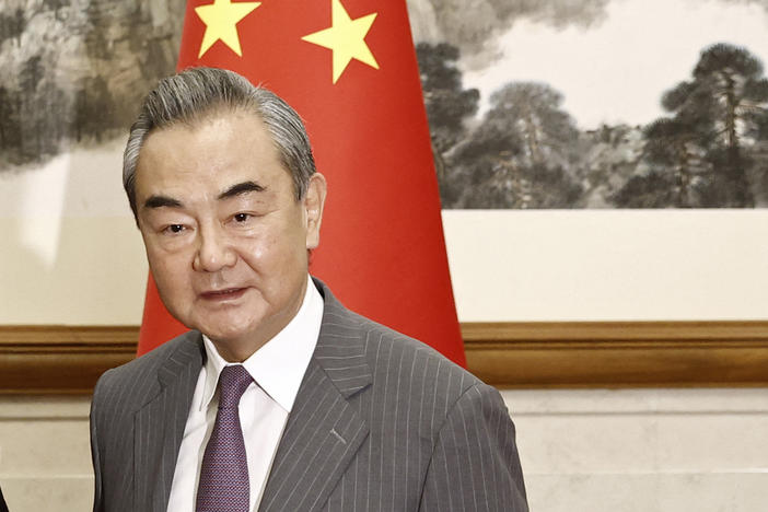 Chinese Foreign Minister Wang Yi before a meeting at the Diaoyutai State Guesthouse in Beijing on Aug. 30.